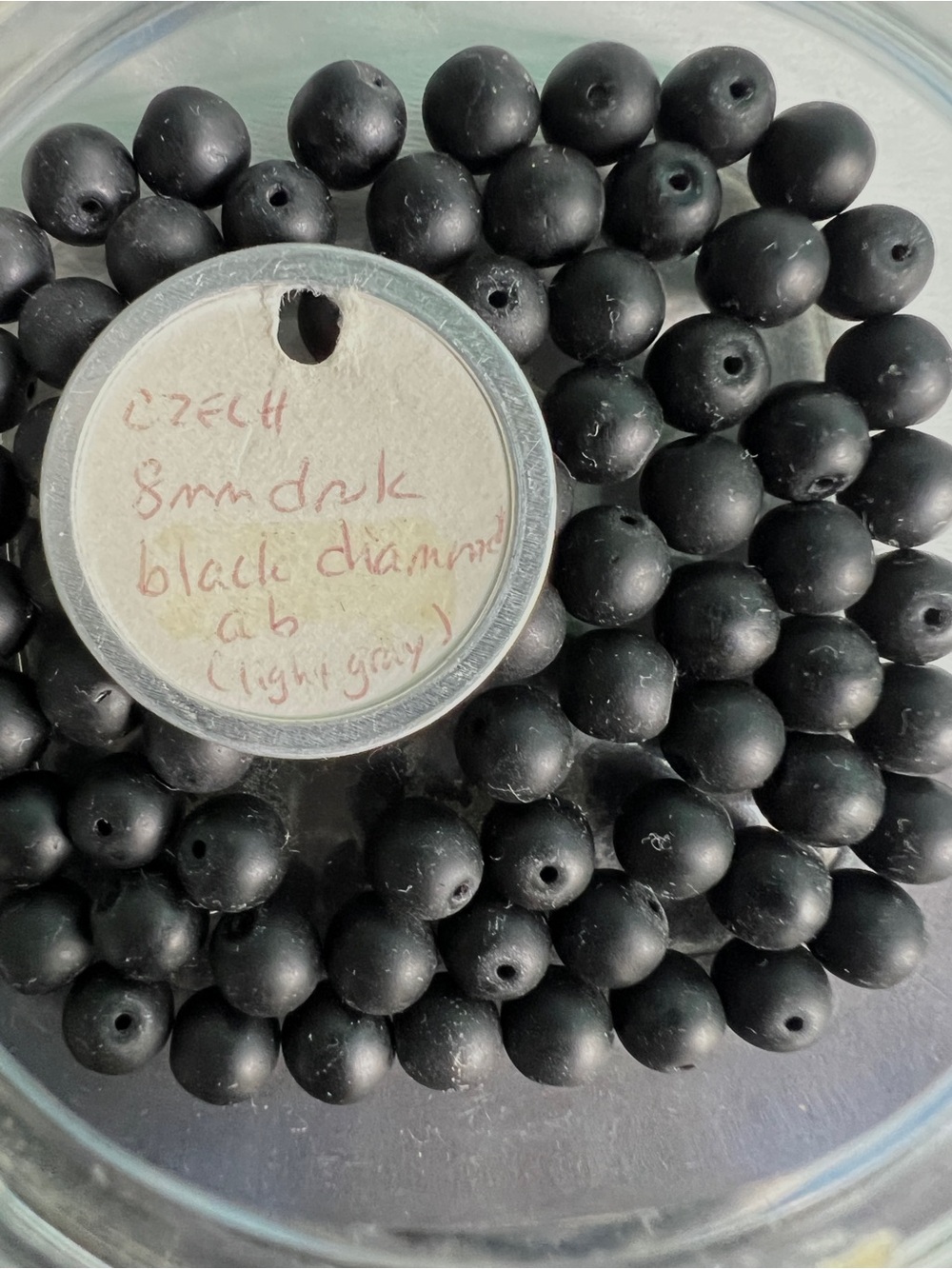 Vintage Beads Black Czech Druk 8mm - Picture 3 of 3